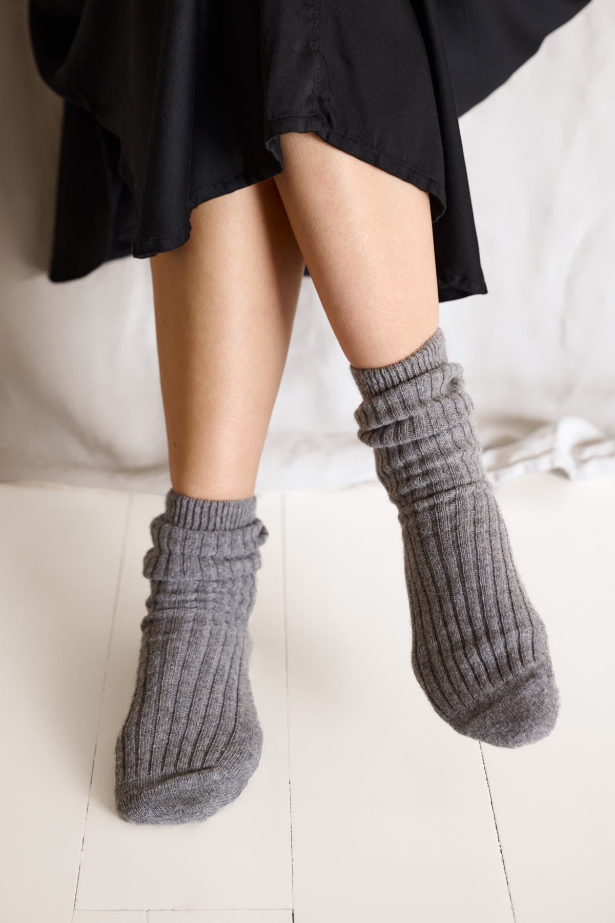 Cozy Rib strømper – Grey Melange